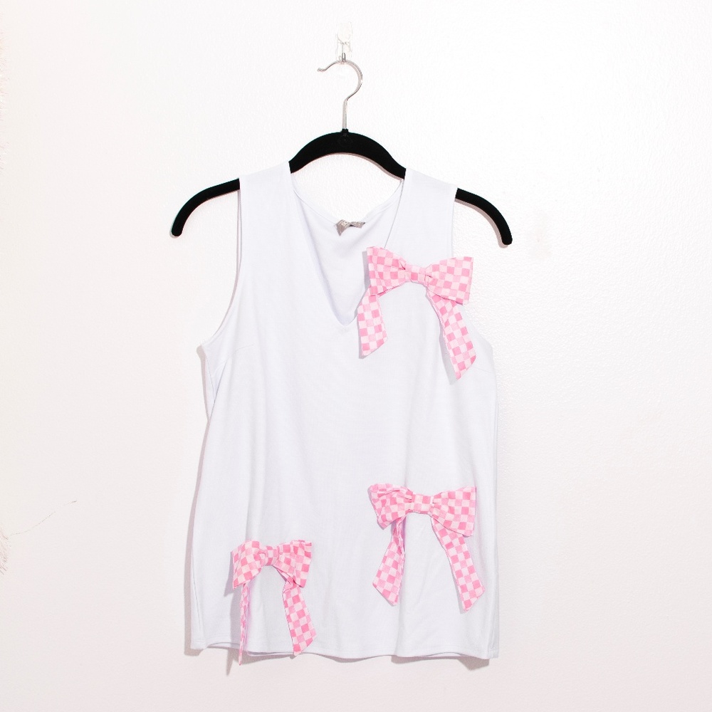 NWOT ASOS Pink Checkered Bow Tank Top