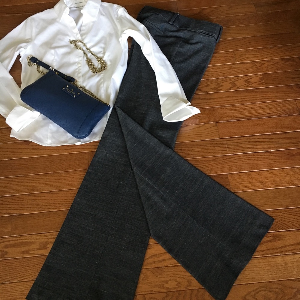 EUC LOFT Marissa Trouser in Linen-Like Navy - 2