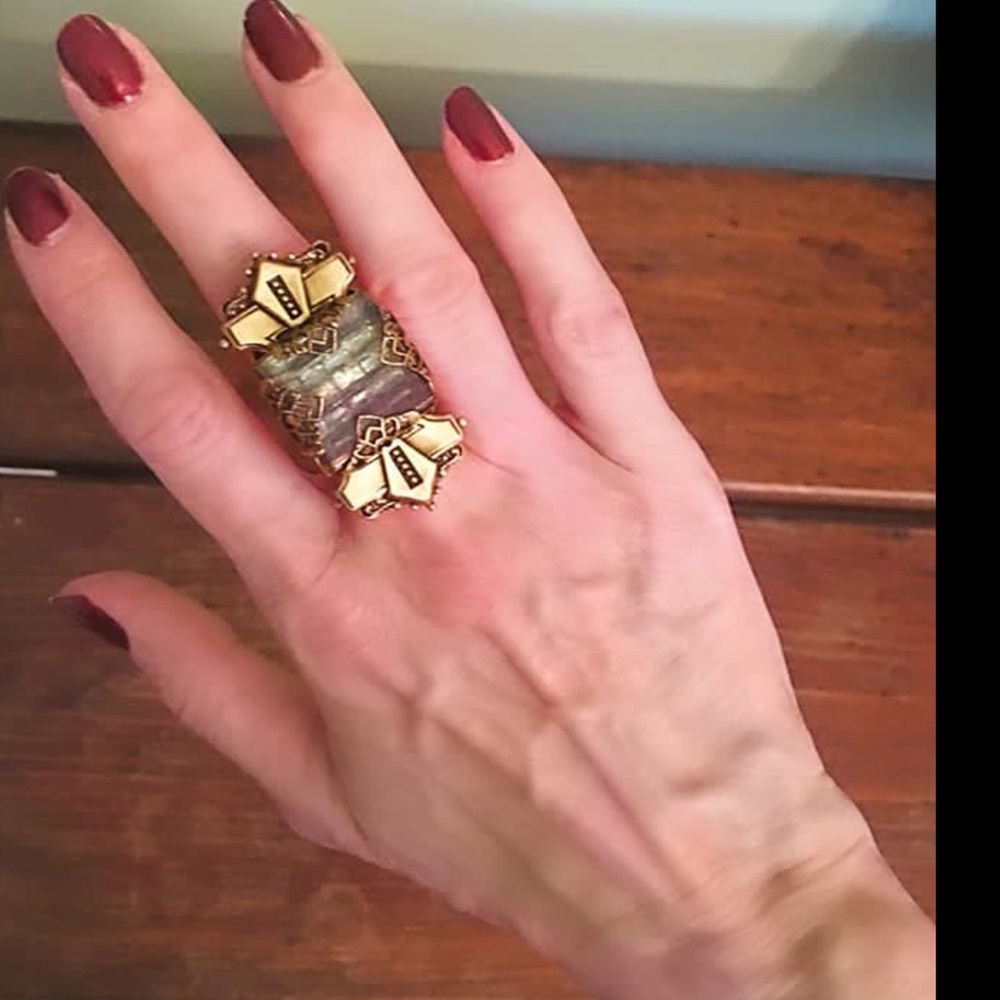 Sweet Romance Metal & Glass Ring
