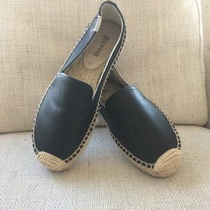 Soludos black leather espadrilles