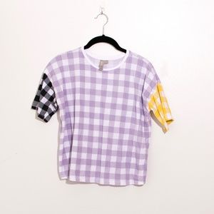 Lilac Purple and Yellow Plaid Gingham Tee ASOS