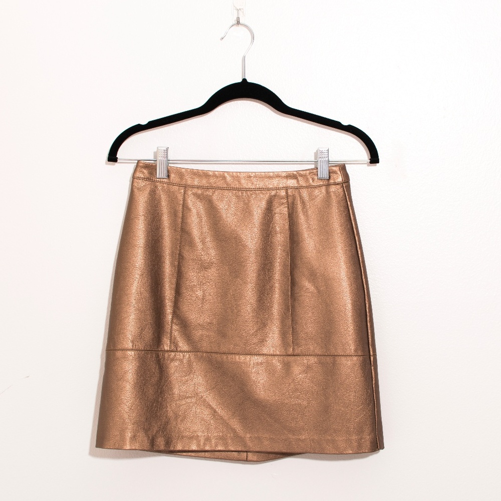 Bronze Metallic Faux Leather mini skirt ASOS