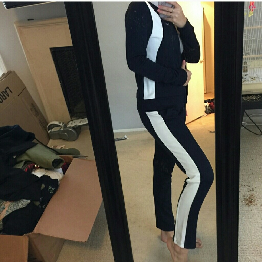 Tory Burch Track Suit. Athleisure. White and Navy