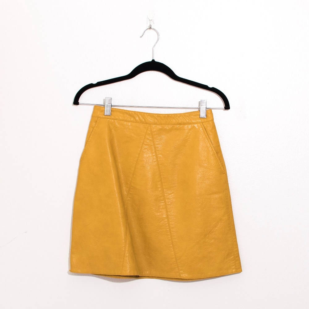 Zara faux leather mini skirt Mustard Yellow