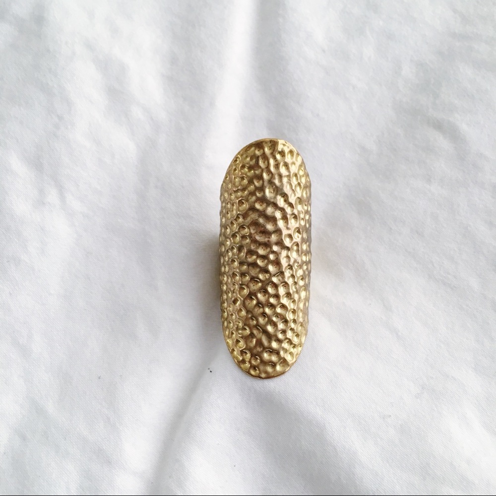 Beyond Rings - Gold Hammered Long Finger Ring
