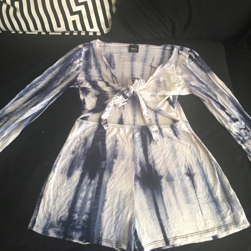 Blue and white romper