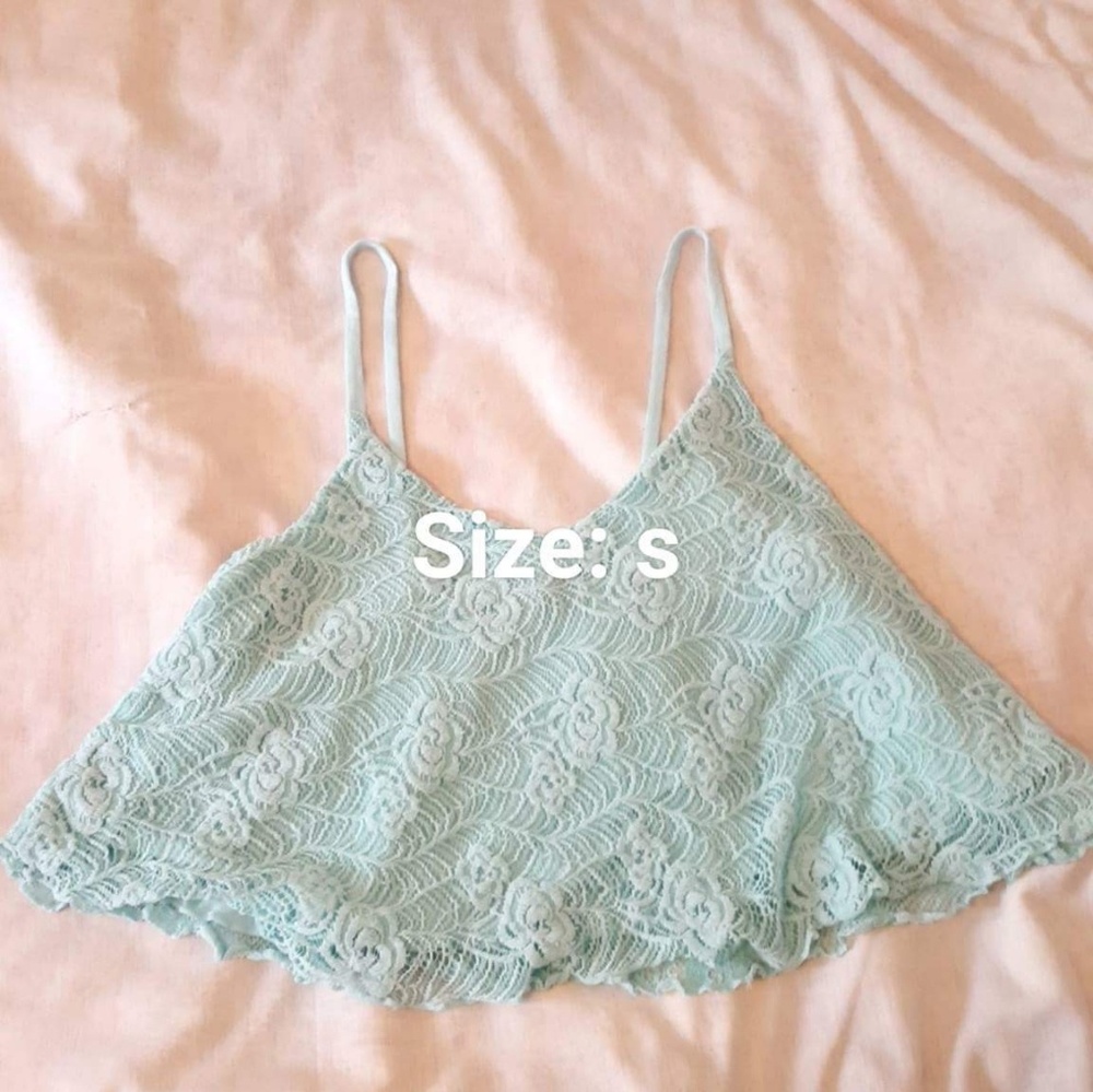 Spring/summer cami lace mint flow crop top