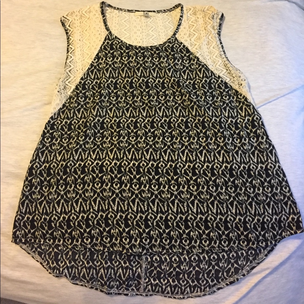 Black and faux lace top