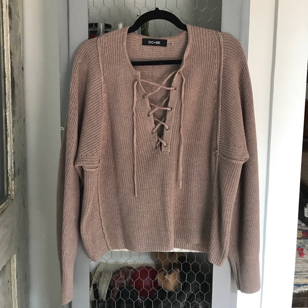 Lace up cotton sweater