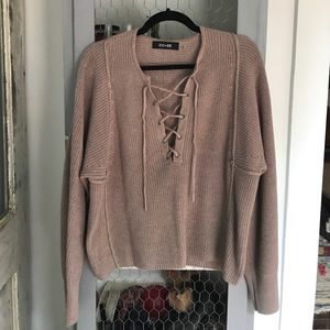 Lace up cotton sweater