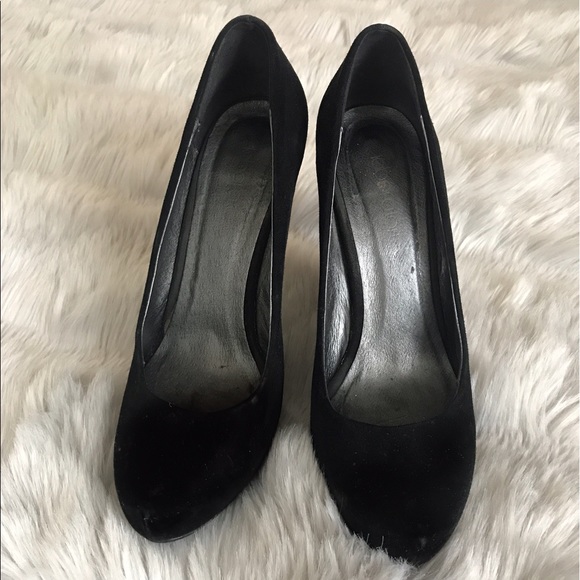 Suede pumps with decorative heels in black - Picture 3 of 5