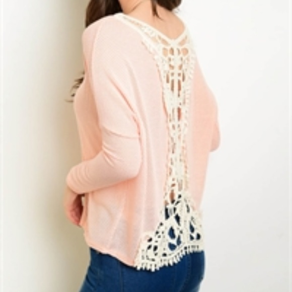 ❤️HP ❤️ Peach Crochet-Back Sweater - Picture 2 of 5