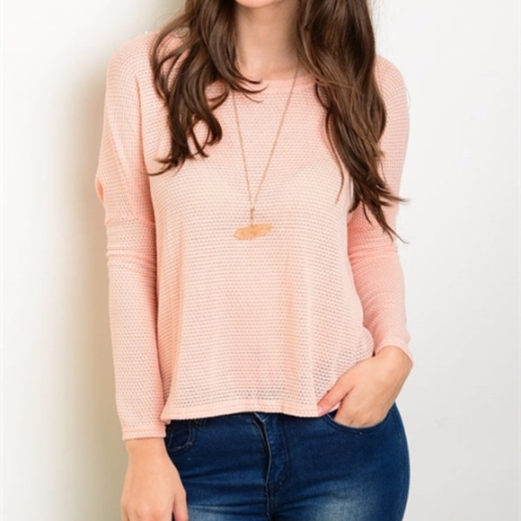 ❤️HP ❤️ Peach Crochet-Back Sweater - Picture 4 of 5