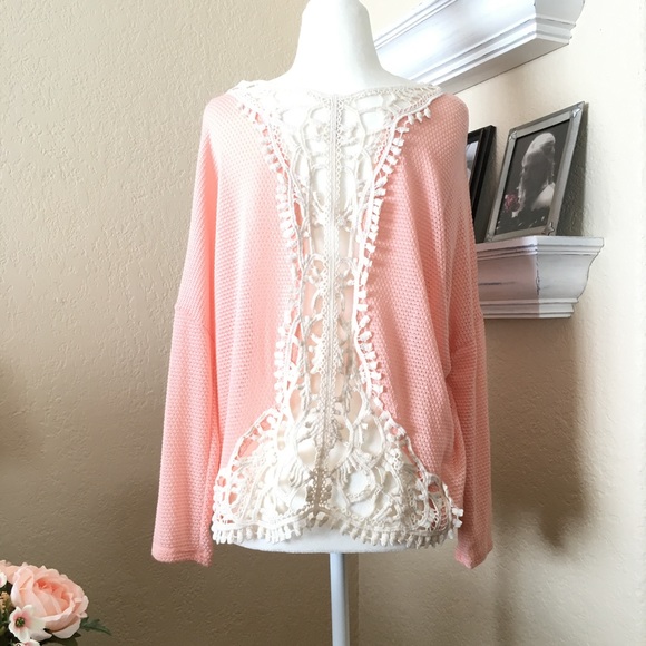 ❤️HP ❤️ Peach Crochet-Back Sweater - Picture 3 of 5