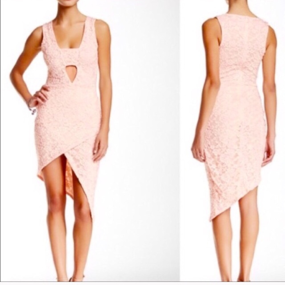 Misguided asymmetrical dress size 8. Blush color.