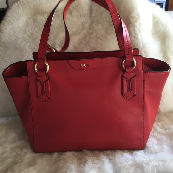 Ralph Lauren Winford red leather modern Tote bag - Picture 2 of 6
