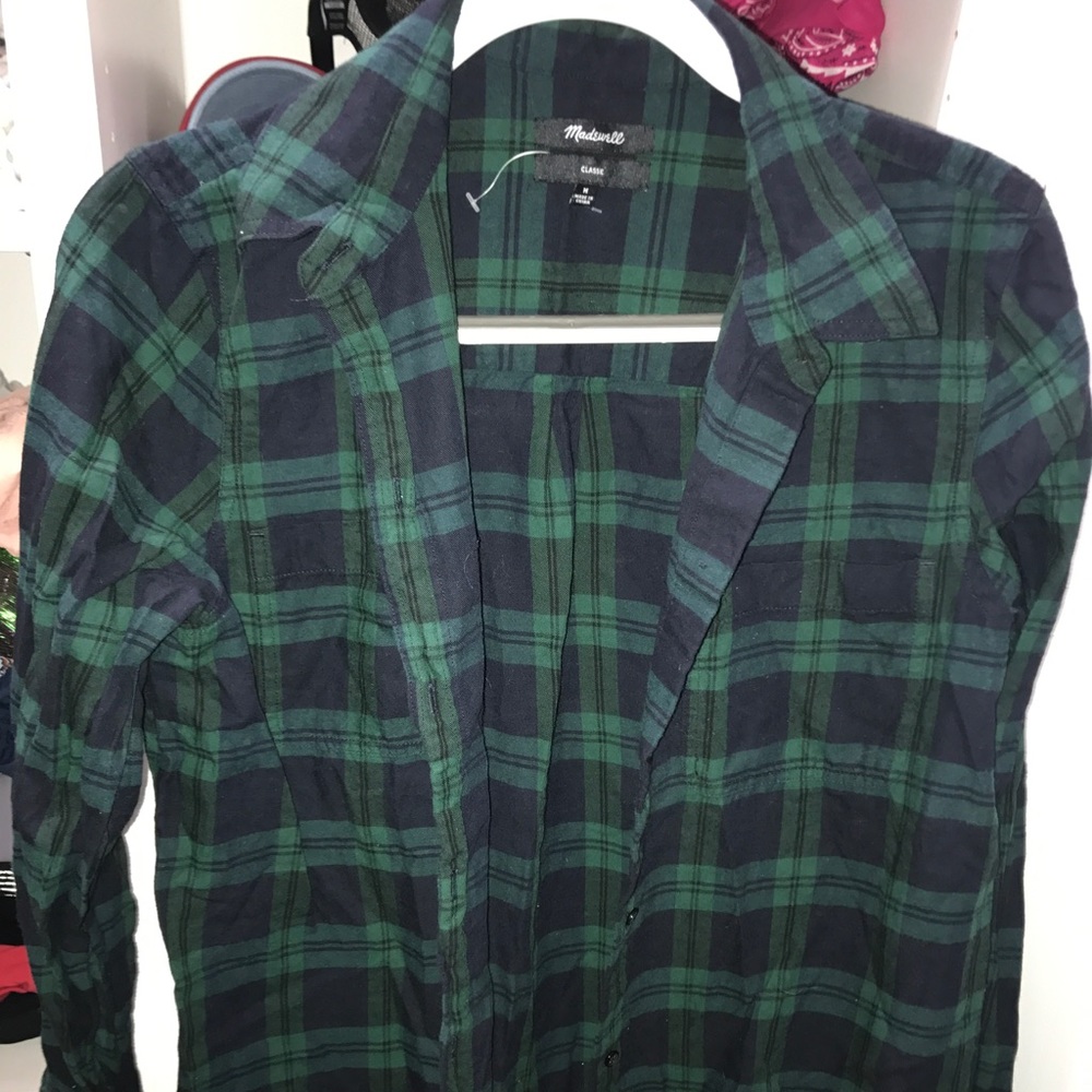 MADEWELL GREEN AND BLUE FLANNEL
