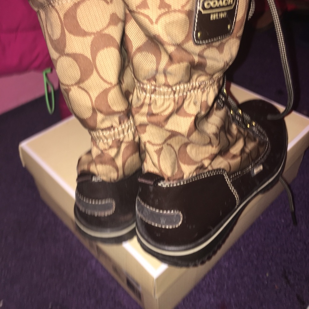 BROWN RAIN BOOTS COACH - Picture 2 of 2