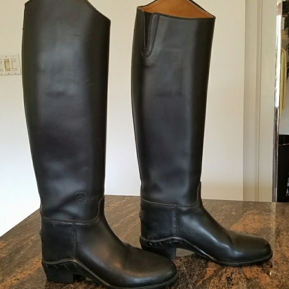 SOLD Black Knee High Leather Ariat Boots 5.5 M - Picture 1 of 6