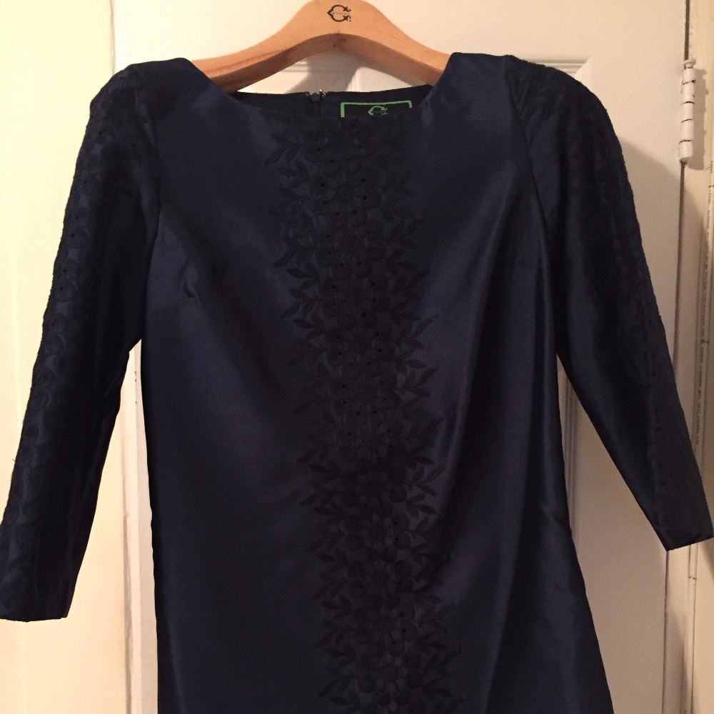 C Wonder Navy Silk Crepe Dress