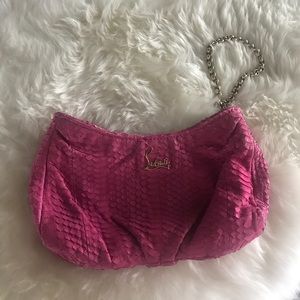 Pink python Christian Louboutin evening clutch