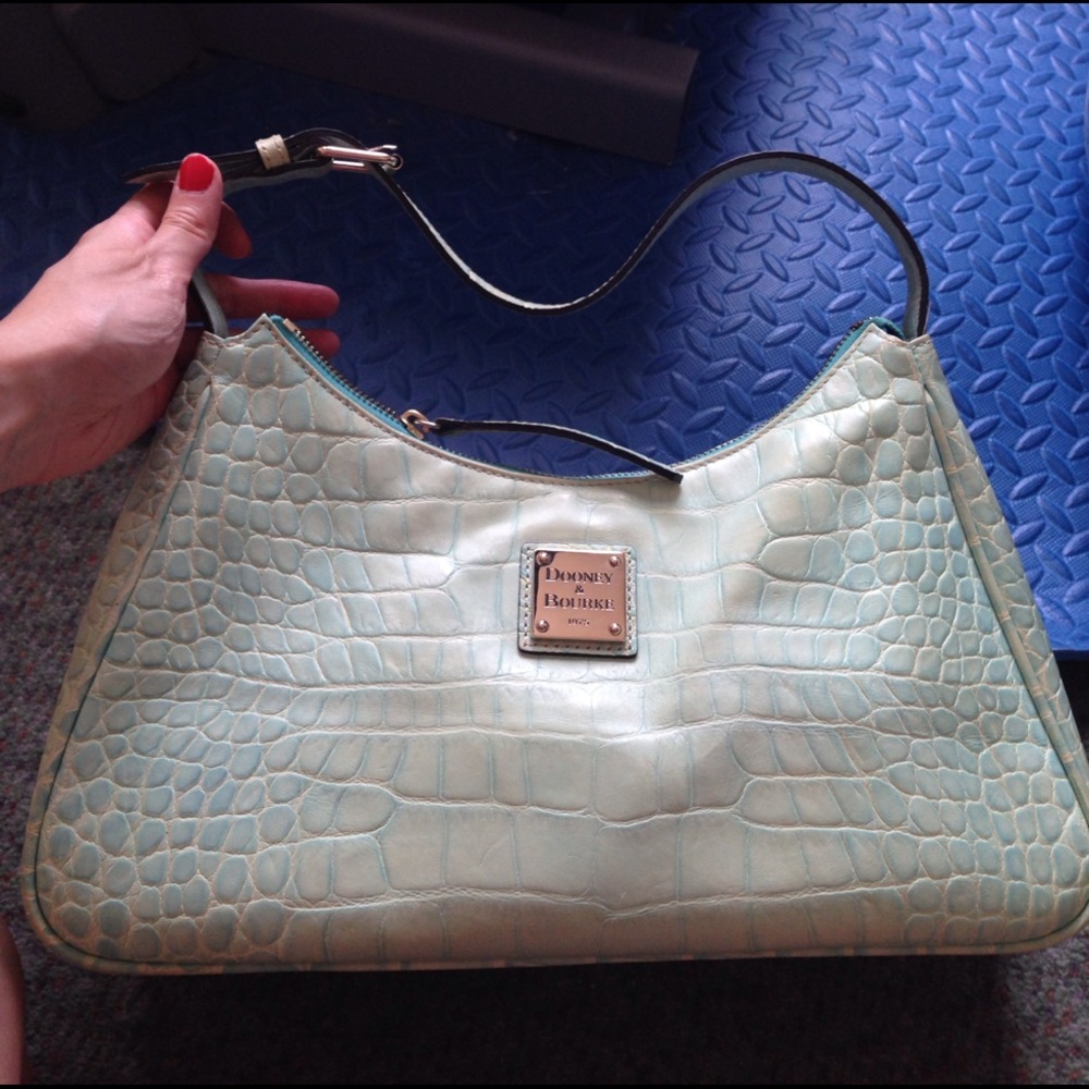Dooney and Bourne light blue large croco hobo bag