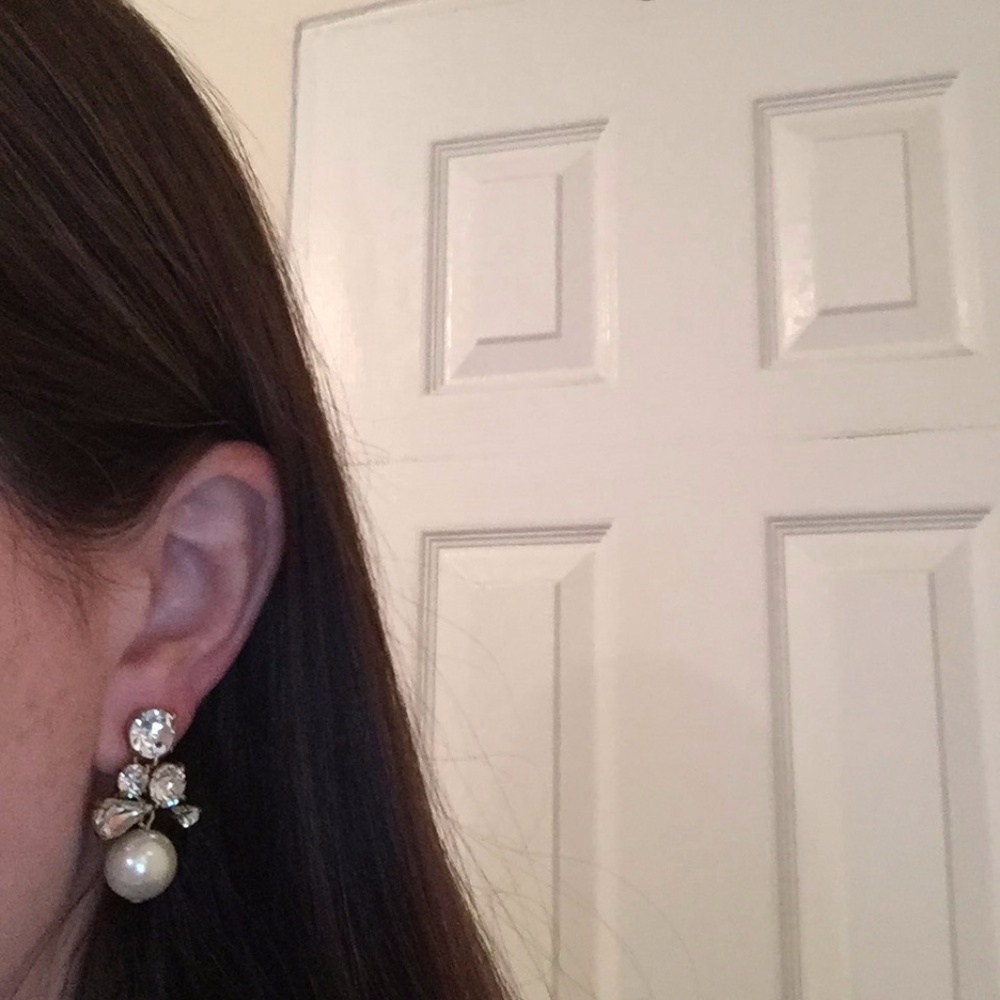 JCrew Pearl and Diamond Cluster earrings