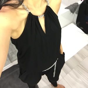 Michael Kors Black V-Neck Jumpsuit M