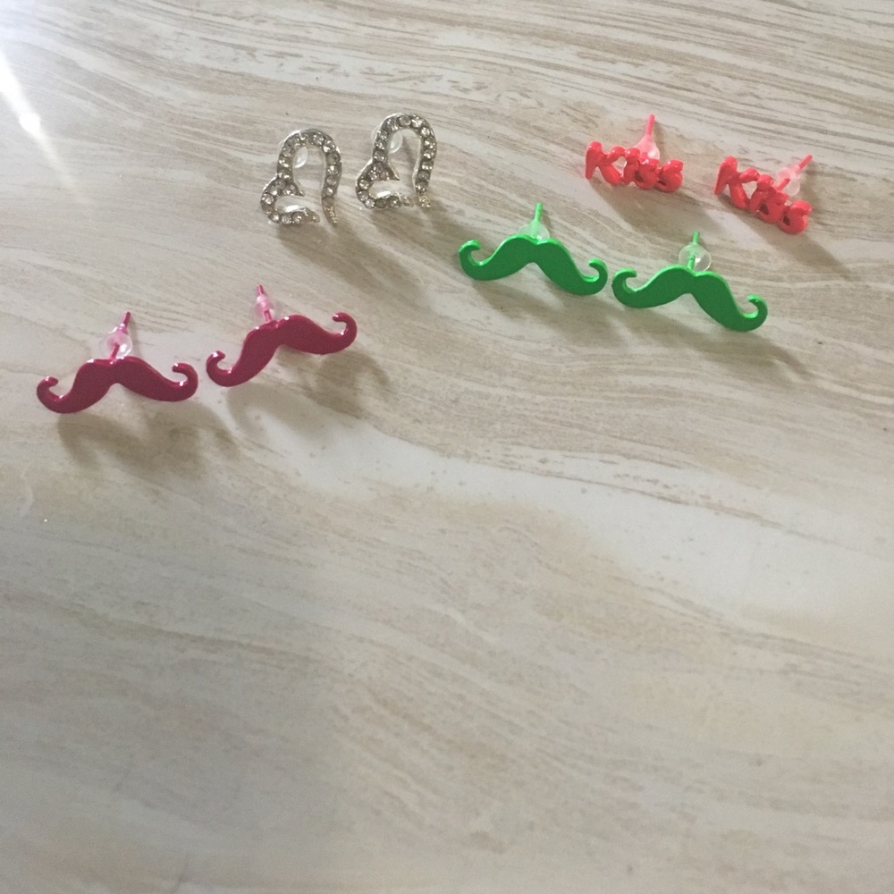 Mustache earring bundle