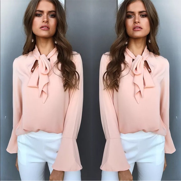 Saffron Bell Sleeve Big Bow Blouse - Picture 3 of 4