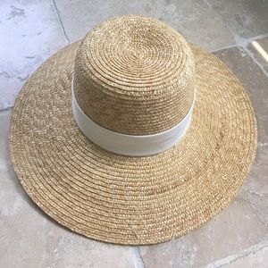 Jcrew Straw Hat with White Ribbon, Size S/M