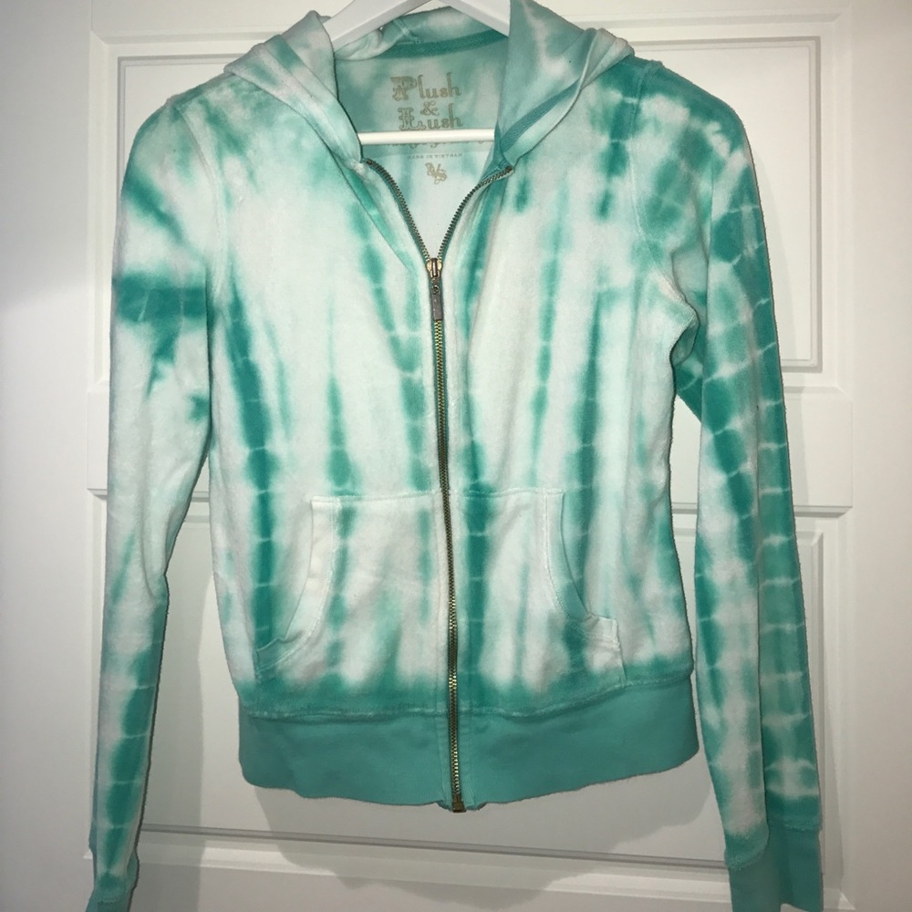 Tye dye Terry cloth zip up hoodie