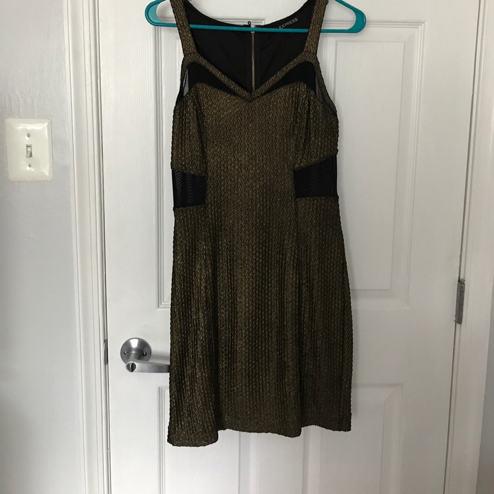 Sparkle!! Metallic gold/black mesh bodycon dress