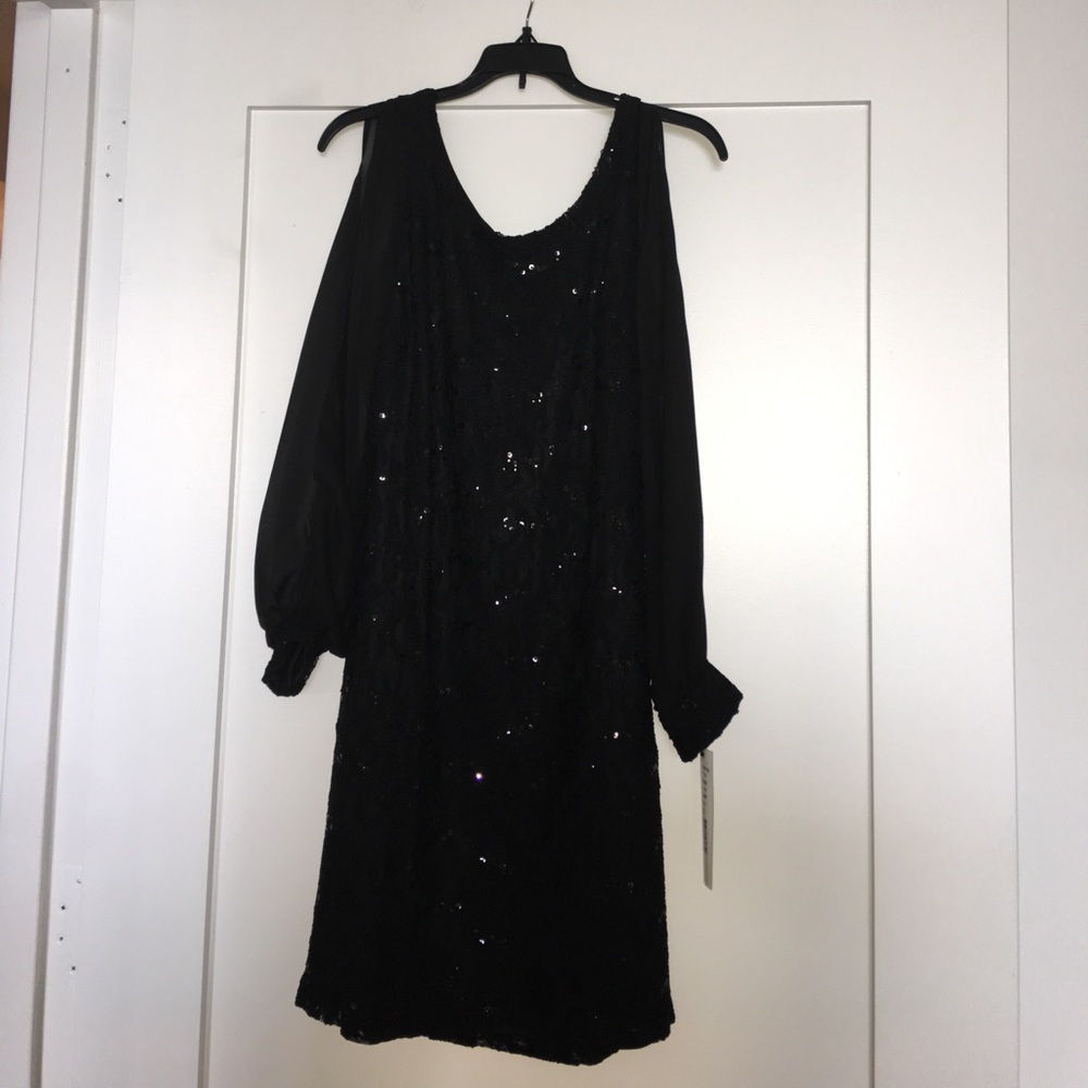 Scarlett black sequin dress with slit sleeves