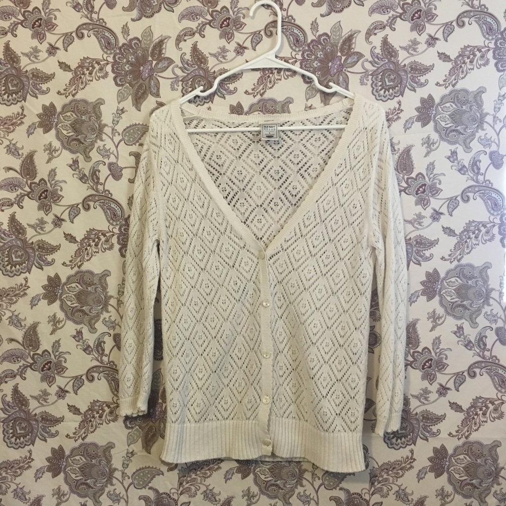 Old Navy Crocheted White Cardigan