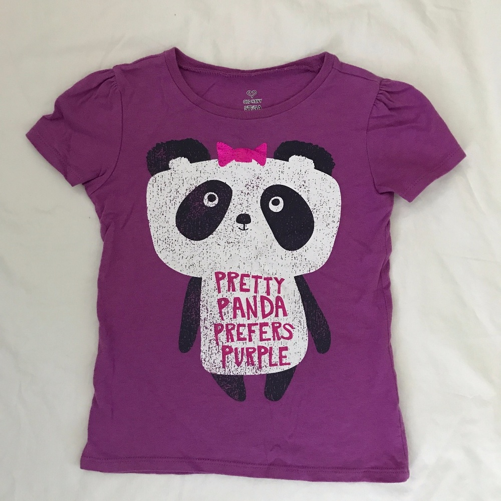 Old Navy "Pretty Panda" purple graphic tee 5T XS 4