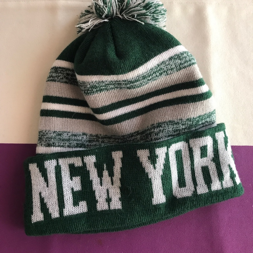 Knitted acrylic hat.  Very soft and warm