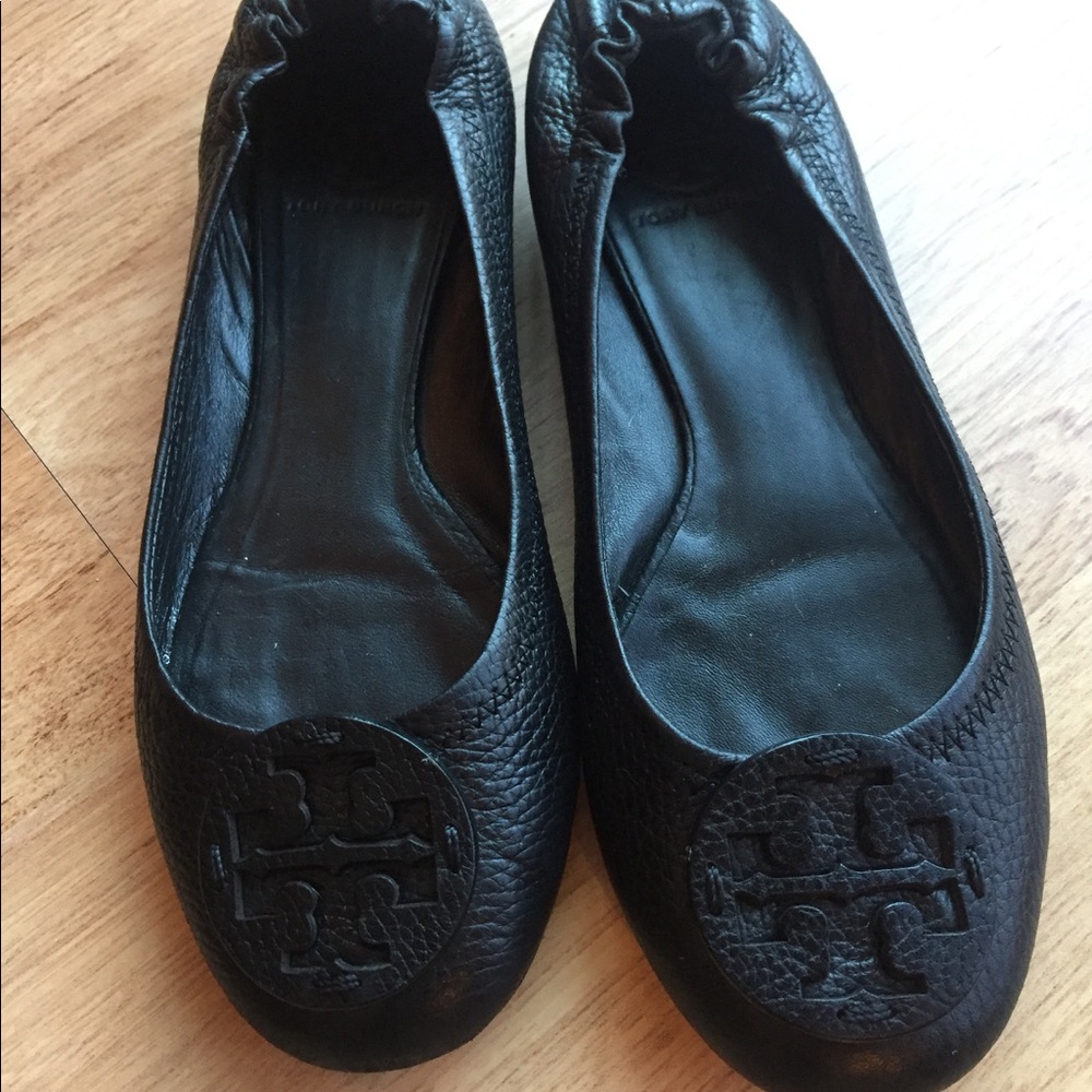Tory BURCH Minnie Travel Black Leather Flats 7