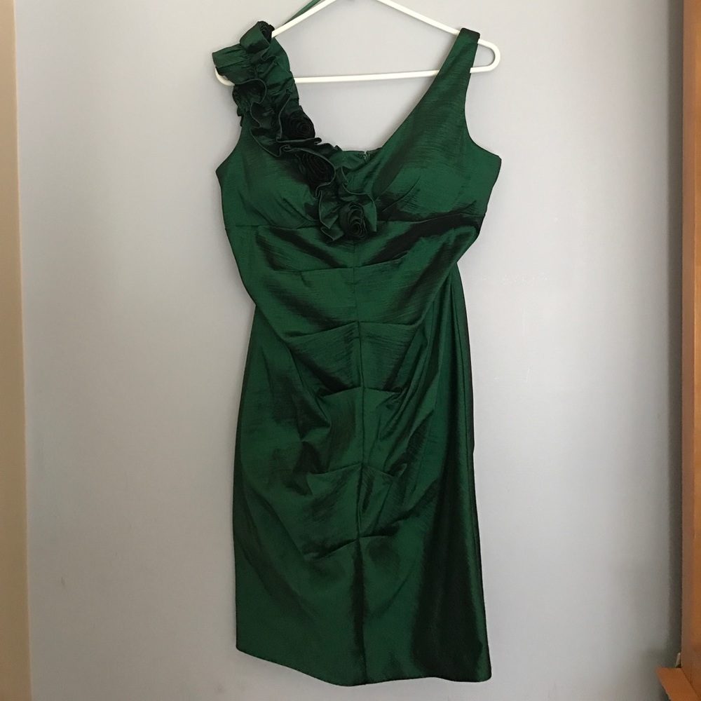 S L F fashions glam dress emerald green sz. 14