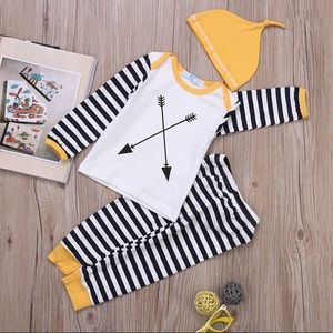 NWT 3Pcs/Set Baby Striped Long Sleeve Outfit