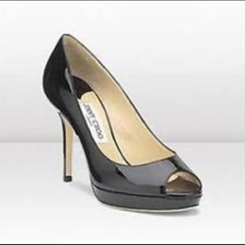Jimmy Choo Black Patent Leather Pumps, size 37.5