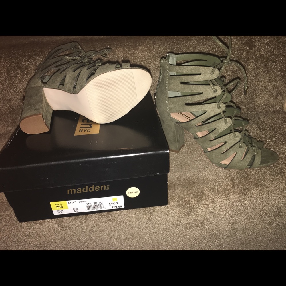 Brand new! Madden NYC lace up olive green booties
