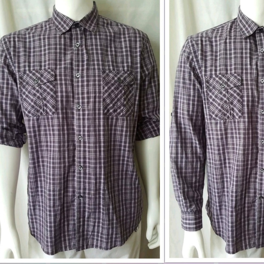 Mens button down long sleeve casual shirt