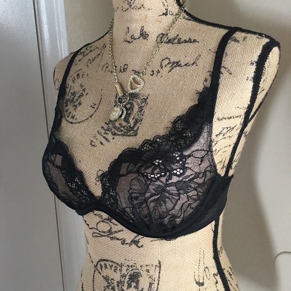Victoria's Secret Other - Victoria's Secret Plunge Black Lace Bra 34C