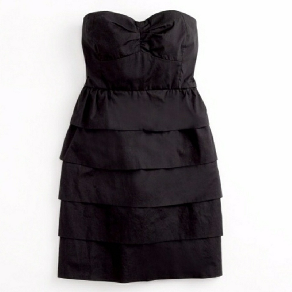 J. Crew Black Cotton Strapless Dress Size 4