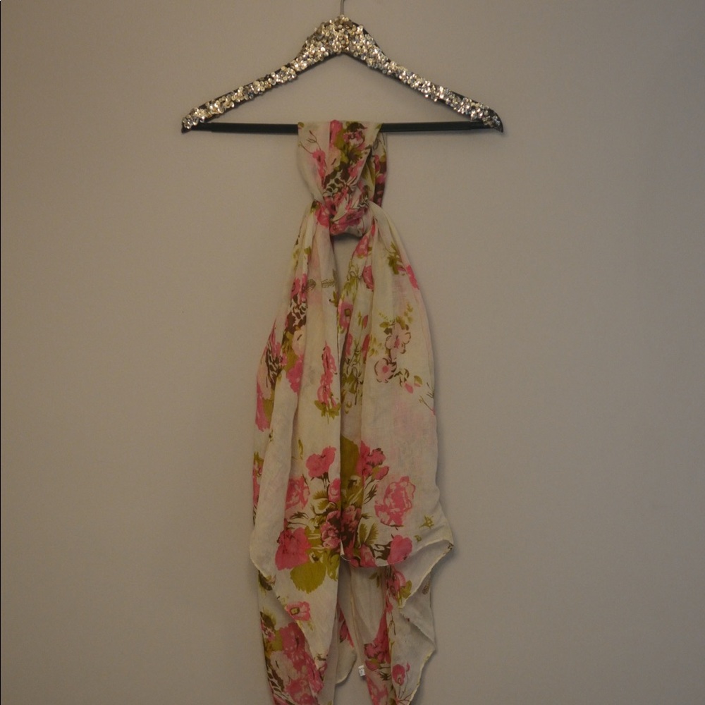 Beige Floral Scarf