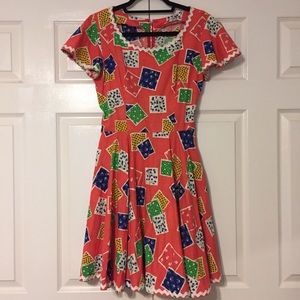 Vintage 70s Red Floral Patchwork Dress