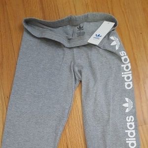 Adidas Originals Gray Big TREFOIL Capris LEGGINGS-