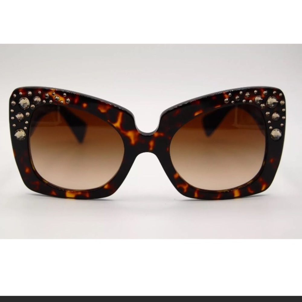 Versace Havana 4308 rhinestone logo sunglasses