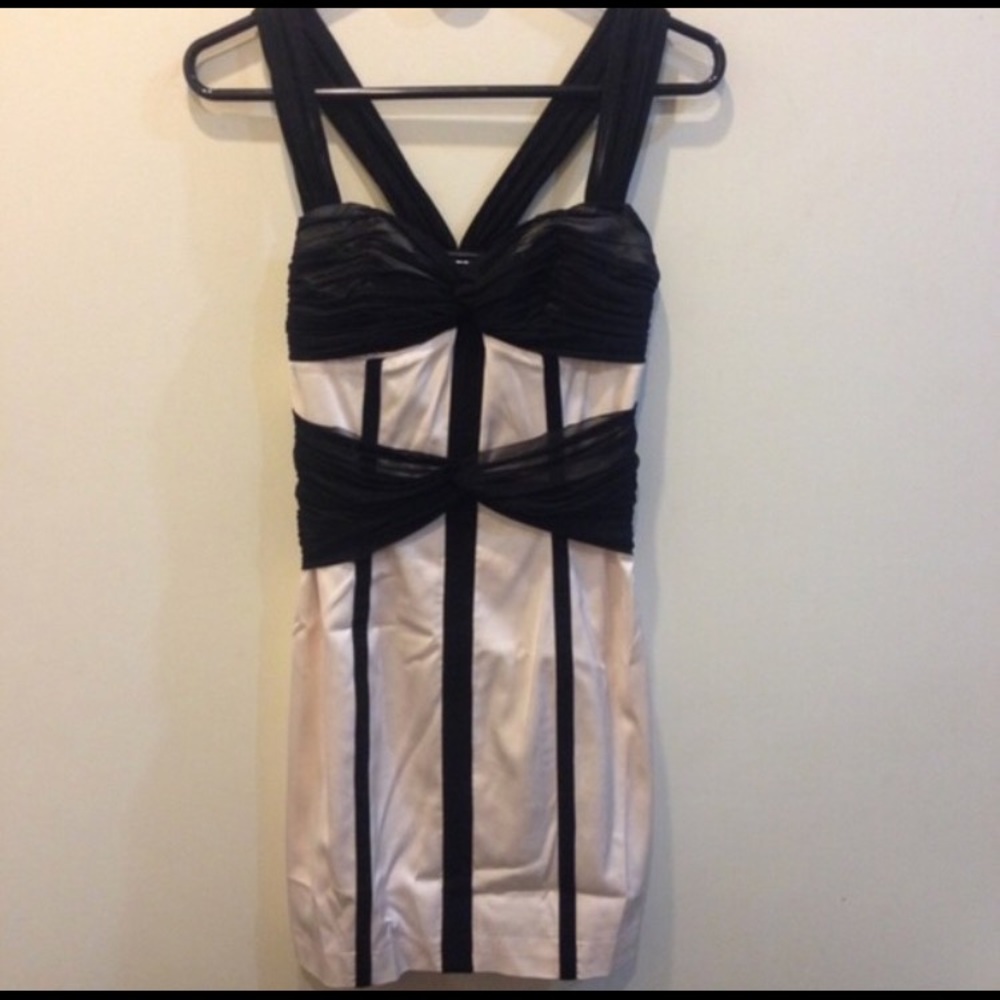 Xxs Bebe rose pink and black mini dress